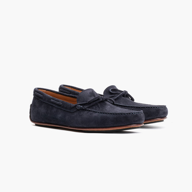Carmina Navy Nubuck Driving Loafer In Navy Suede