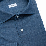 Cutaway Collar Shirt in Light Blue Japanese Chambray