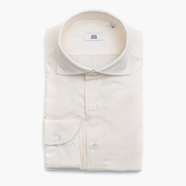 Cutaway Collar Shirt in Off-White Soft Twill
