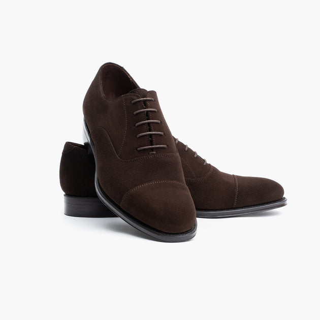 Cap Toe Oxford in Suede - Dark Brown – Caine Clothiers display picture 3