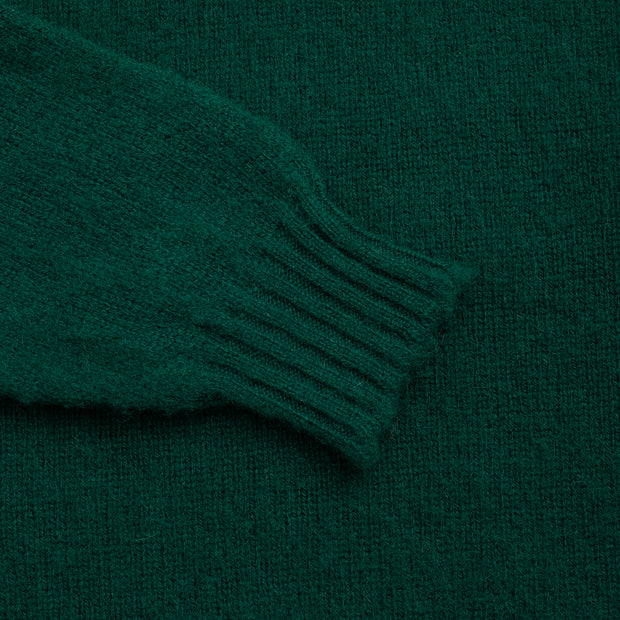 Crewneck Jumper in Dark Green Shetland Wool
