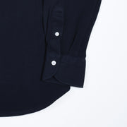 Long-sleeved Cotton Knit Polo Shirt - Navy