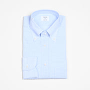 Button-down in Cotton Gingham - Light blue/White