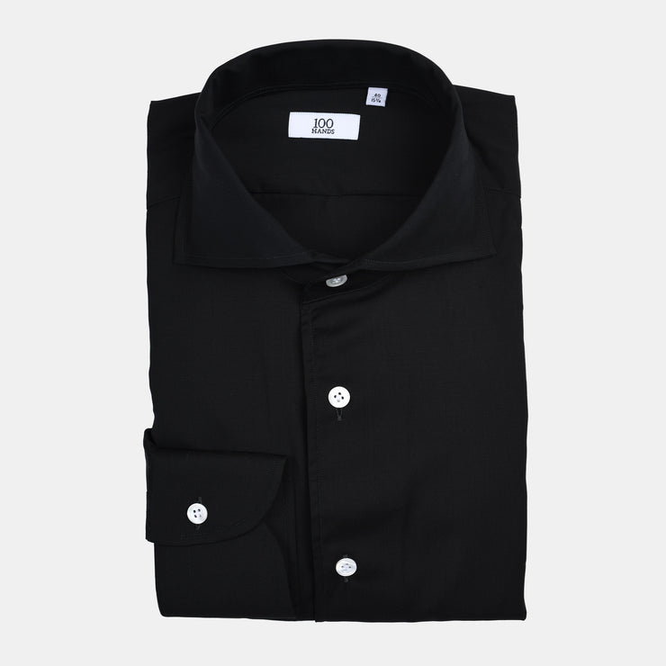 Cutaway Shirt in Fine Merino - Black