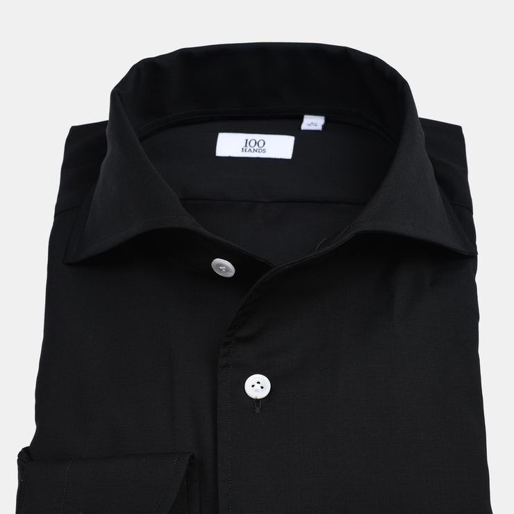 Cutaway Shirt in Fine Merino - Black