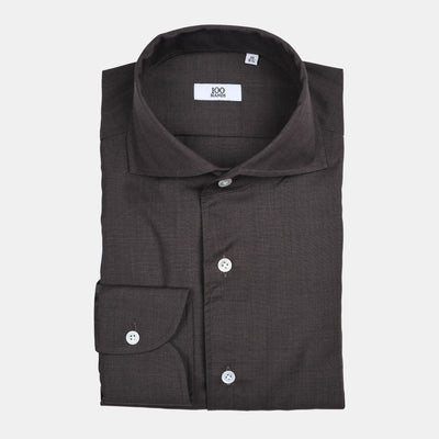 Cutaway Shirt in Fine Merino - Dark Brown