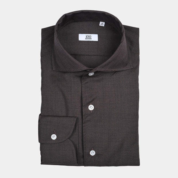 Cutaway Shirt in Fine Merino - Dark Brown