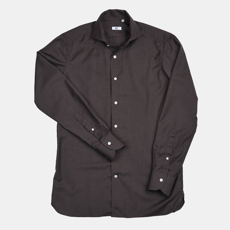 Cutaway Shirt in Fine Merino - Dark Brown
