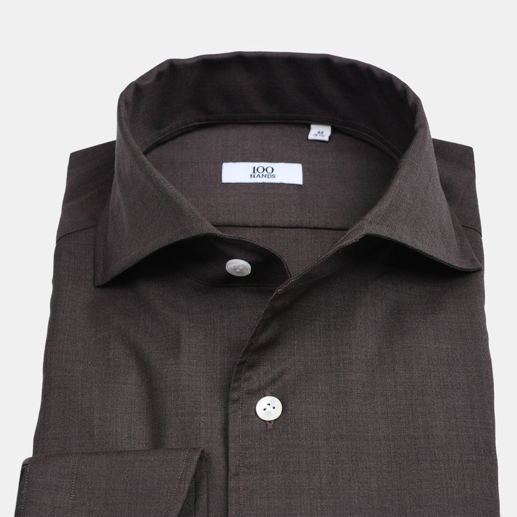 Cutaway Shirt in Fine Merino - Dark Brown