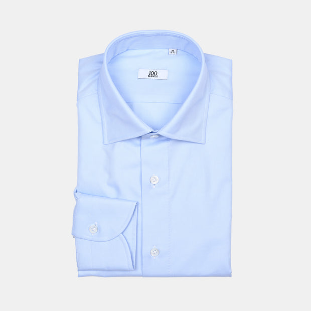 Cutaway Collar Shirt in Cotton Twill - Light Blue
