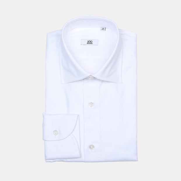 Cutaway Collar Shirt in Cotton Twill - White