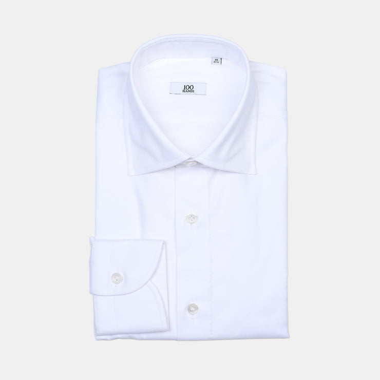 Cutaway Collar Shirt in Cotton Twill - White