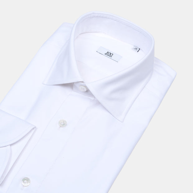 Cutaway Collar Shirt in Cotton Twill - White