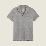 Grey Melange Polo Terry Shirt