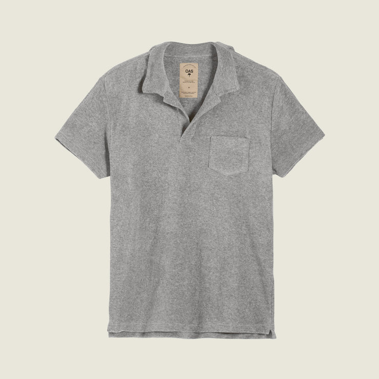 Grey Melange Polo Terry Shirt