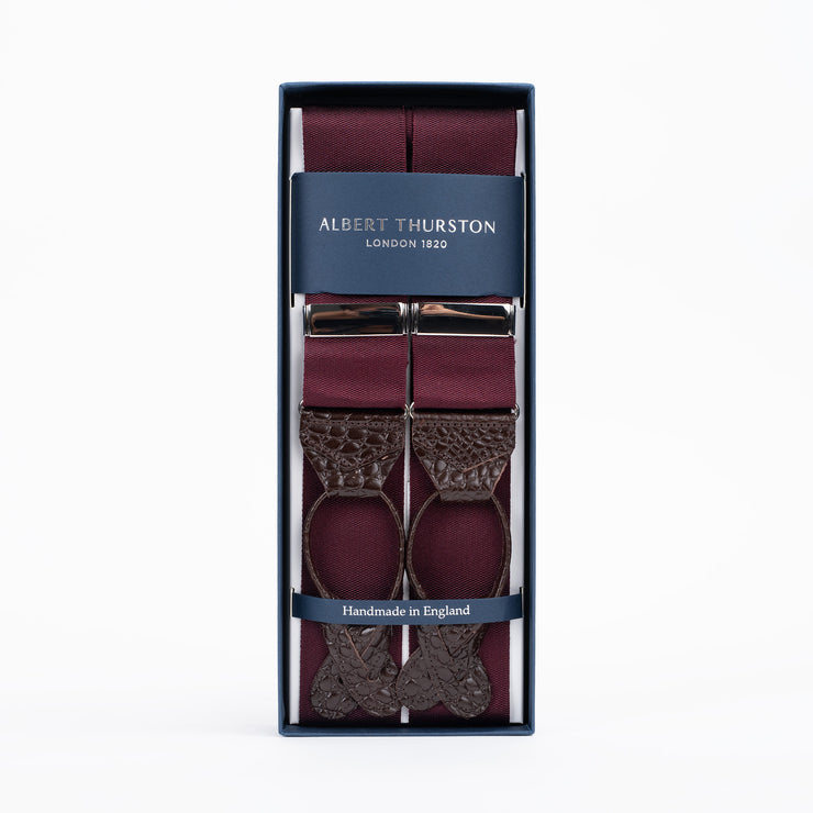 Plain Ribbon Braces - Burgundy