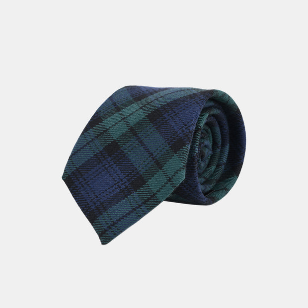 Plaid Tie in Wool Challis - Blackwatch
