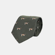 Game Jacquard Tie in Silk - Olive