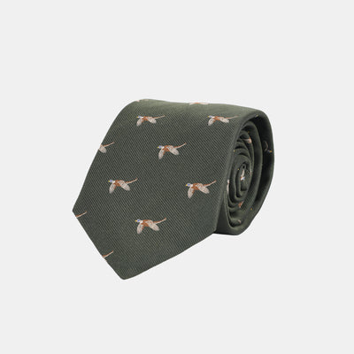 Game Jacquard Tie in Silk - Olive