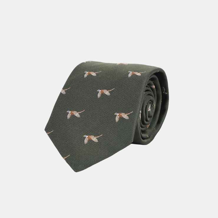 Game Jacquard Tie in Silk - Olive