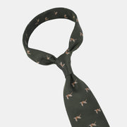 Game Jacquard Tie in Silk - Olive