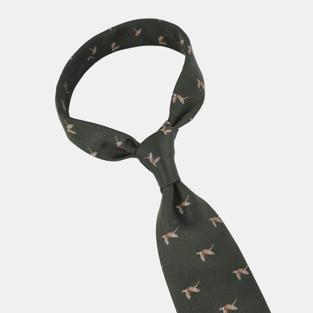 Game Jacquard Tie in Silk - Olive