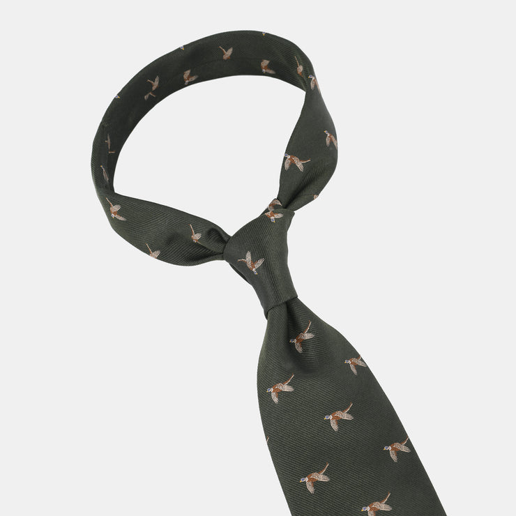 Game Jacquard Tie in Silk - Olive