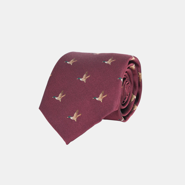 Game Jacquard Tie in Silk - Wine