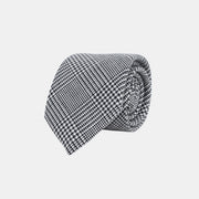 Glencheck Tie in Wool Challis - Black & Ecru