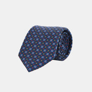 Printed Tie in Madder Silk - Navy & Multicolor
