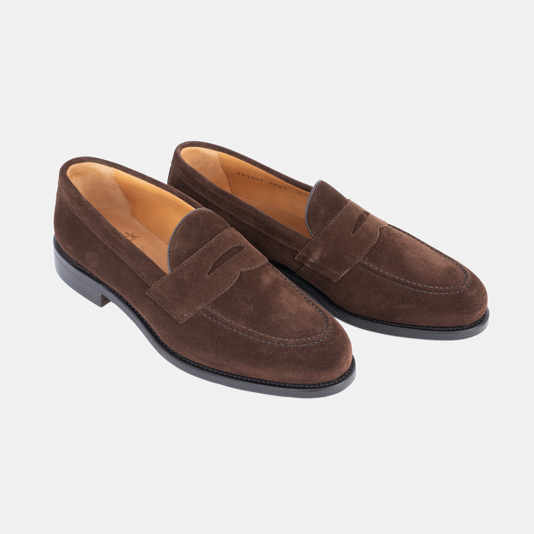 Penny Loafer in Suede – Dark Brown – Caine Clothiers