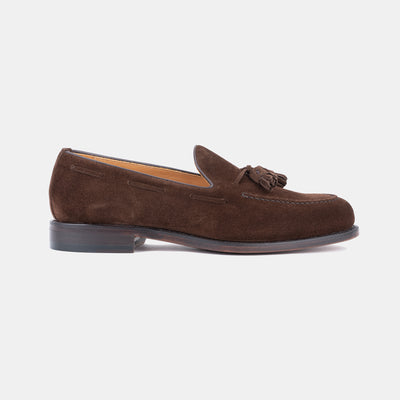 Tassel Loafer in Suede – Dark Brown