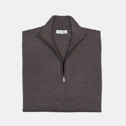 Quarter Zip in Merino Wool - Brown