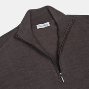 Quarter Zip in Merino Wool - Brown