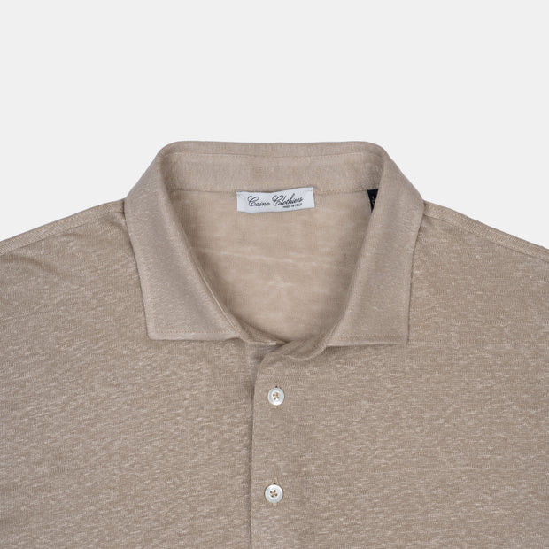 Polo Shirt in Linen – Beige