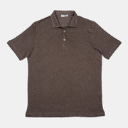 Polo Shirt in Linen – Dark Brown