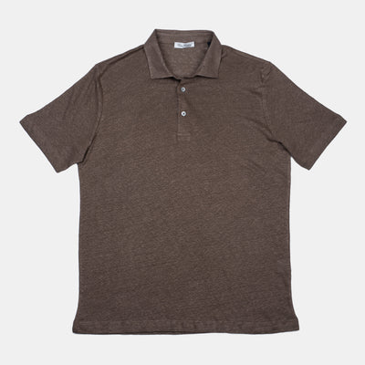 Polo Shirt in Linen – Dark Brown