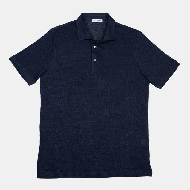 Polo Shirt in Linen – Navy