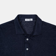 Polo Shirt in Linen – Navy