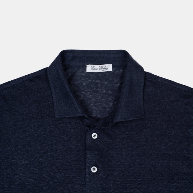 Polo Shirt in Linen – Navy