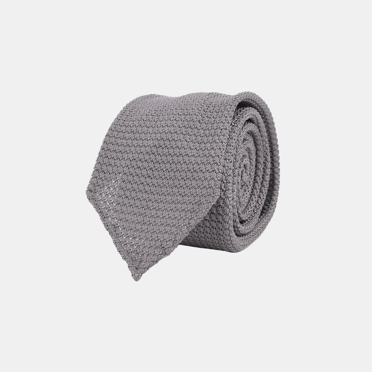 Unlined Grenadine Tie in Silk - Titanium Grey