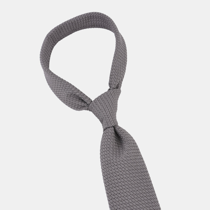 Unlined Grenadine Tie in Silk - Titanium Grey
