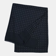 Printed Polka Dot Scarf in Wool & Silk - Midnight