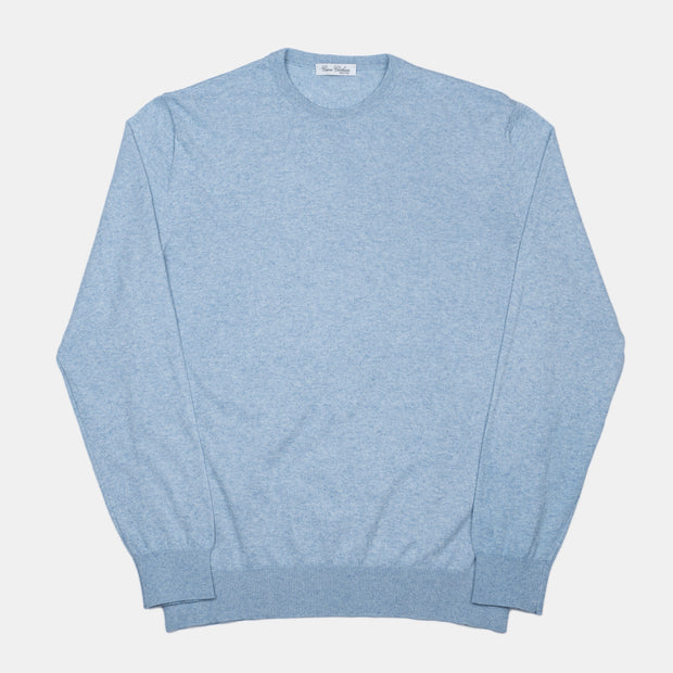 Crewneck in Cotton and Cashmere - Sky blue