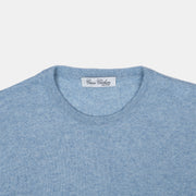 Crewneck in Cotton and Cashmere - Sky blue