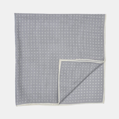 Printed Square Scarf in Wool & Silk - Grey