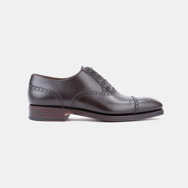 Semi Brogue Oxford 10051 in Calf - Dark Brown