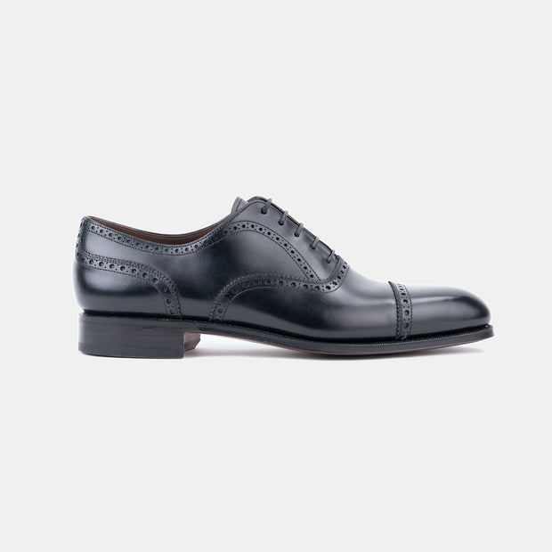 Semi Brogue Oxford 80195 in Calf Leather - Black