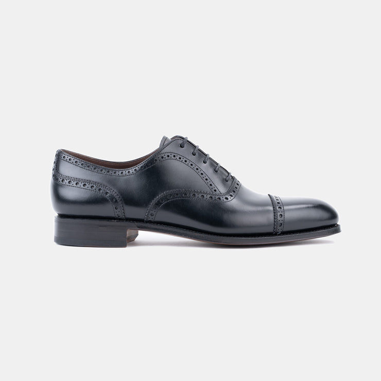 Semi Brogue Oxford 80195 in Calf Leather - Black