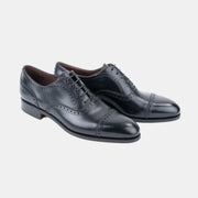 Semi Brogue Oxford 80195 in Calf Leather - Black